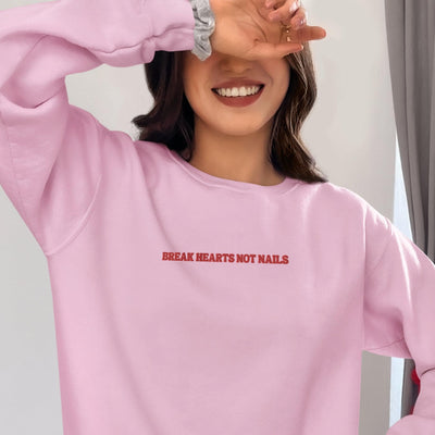 ButFirstSkin Break Hearts Not Nails Embroidered Sweatshirt Pink / S