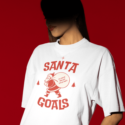 ButFirstSkin Santa Goals Please Bring Skincare Christmas T-Shirt White / S