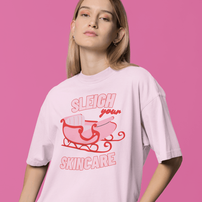 ButFirstSkin Sleigh Your Skincare Christmas T-Shirt Pink / S