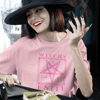 ButFirstSkin Witchy Estie Halloween T-Shirt Pink / S