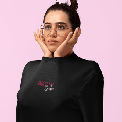 Brow Babe Embroidered Sweatshirt S | ButFirstSkin