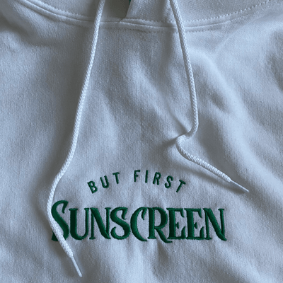 But First Sunscreen Embroidered Hoodie White / S | ButFirstSkin