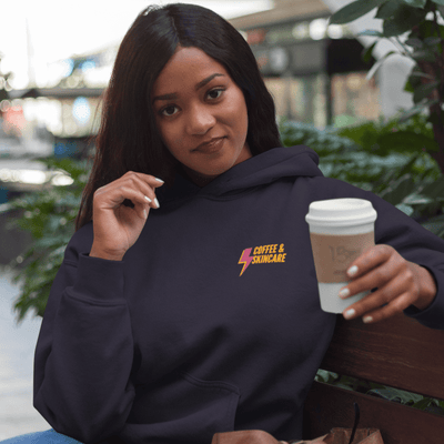 Coffee & Skincare Embroidered Hoodie Navy / S | ButFirstSkin