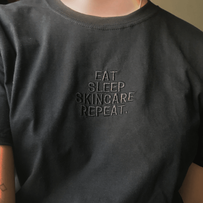 Eat Sleep Skincare Repeat Embroidered T-Shirt S | ButFirstSkin