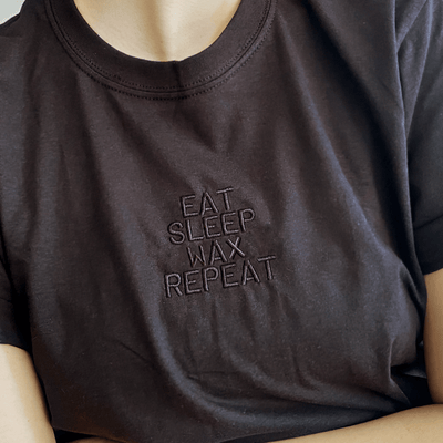 Eat Sleep Wax Repeat Embroidered T-Shirt Black / S | ButFirstSkin