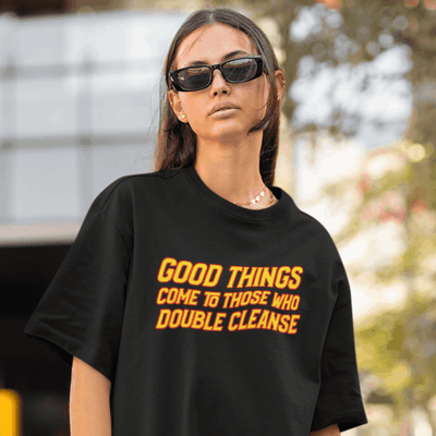 ButFirstSkin Good Things Come To Those Who Double Cleanse T-Shirt Black / S