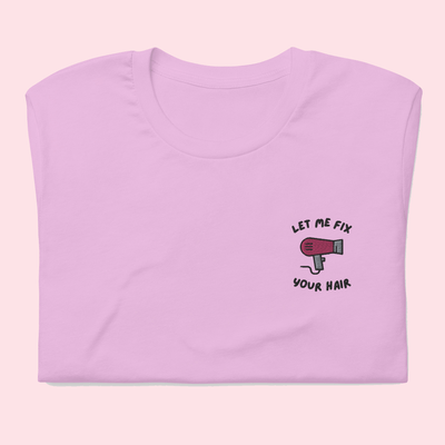 Let Me Fix your Hair Embroidered T-Shirt Lilac / S | ButFirstSkin