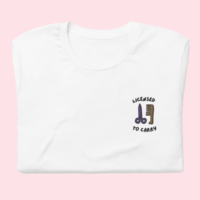 Licensed To Carry Embroidered T-Shirt White / XS | ButFirstSkin