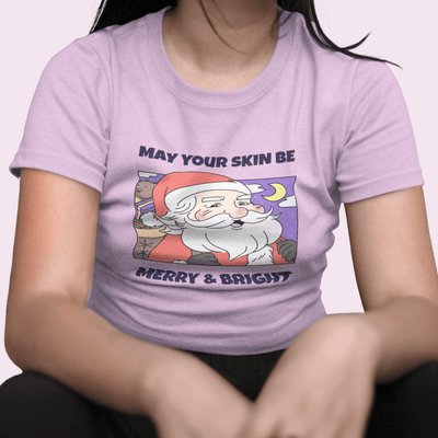 May Your Skin Be Merry And Bright Christmas T-Shirt Lilac / S | ButFirstSkin