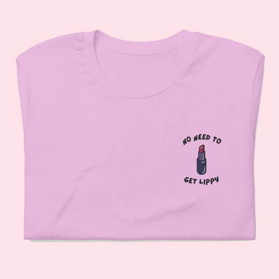 No Need To Get Lippy Embroidered T-Shirt Lilac / S | ButFirstSkin