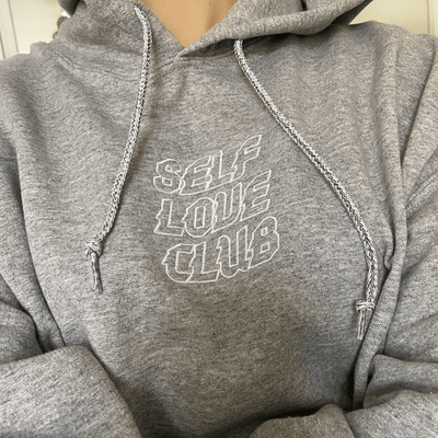 Self Love Club Embroidered Hoodie Light Grey / S | ButFirstSkin