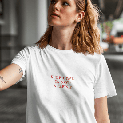 Self Love Is Not Selfish Embroidered T-Shirt White / S | ButFirstSkin